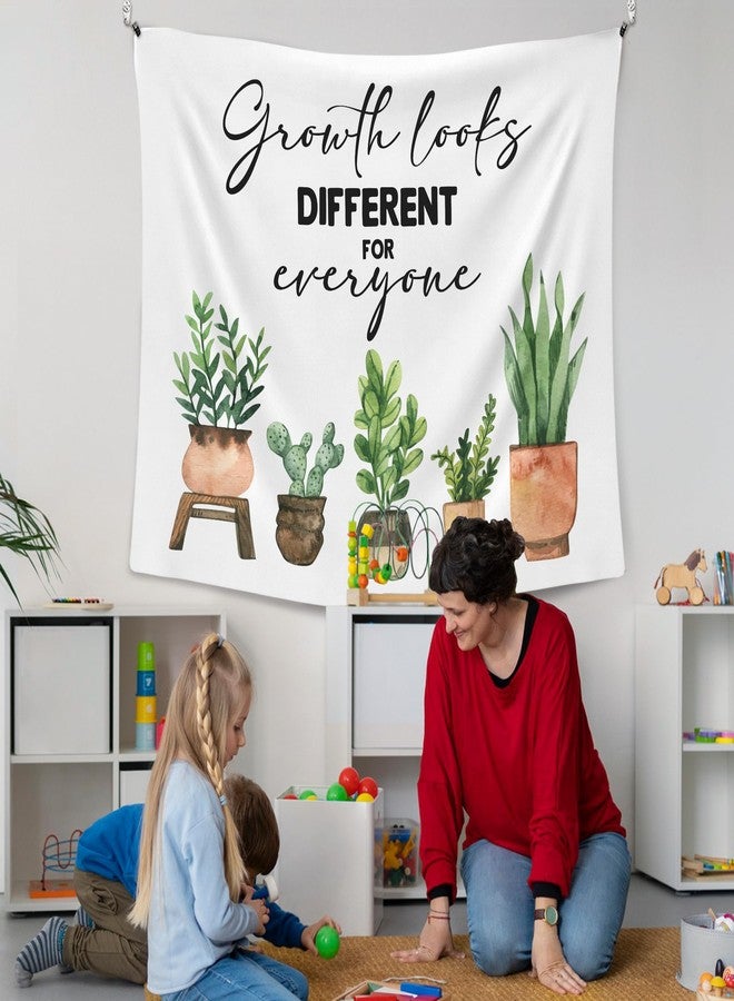 XLDLIOO Mental Health Gifts, Mental Health Plant Classroom Tapestry, Growth Looks Different for Everyone Tapestry Hanging for Bedroom, Inspirational Tapestries Wall Decor for Classroom Therapy Office Room 60x50in - Image 4